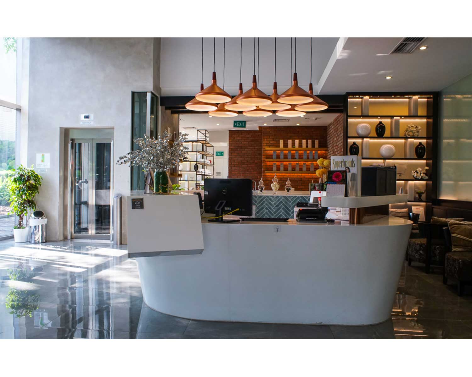 commercial building reception counter design